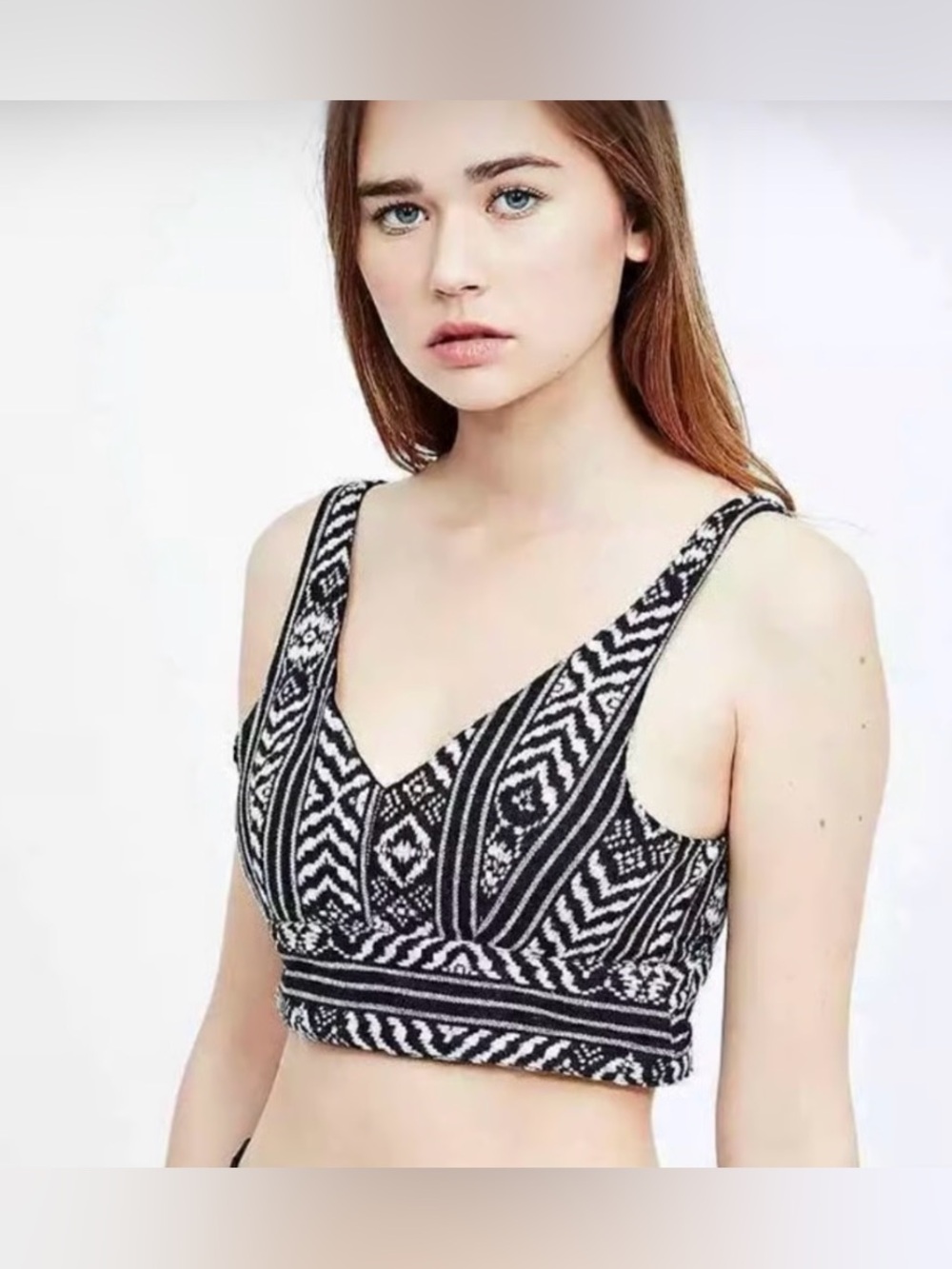 Urban Outfitters - Staring At Stars Tribal Jacquard Lace-Up Crop Top -Size Large